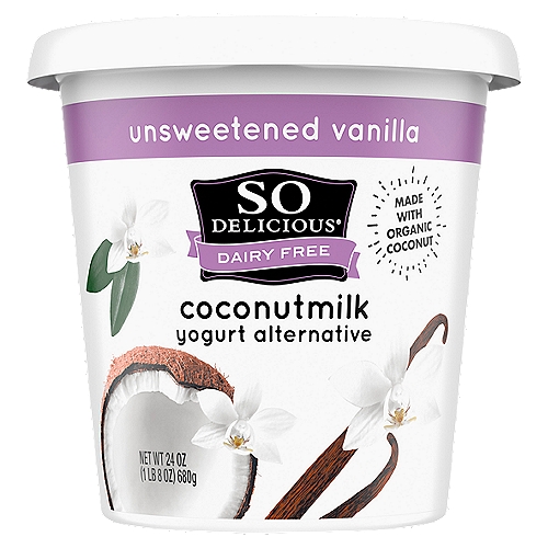 So Delicious Dairy Free Unsweetened Vanilla Coconutmilk Yogurt Alternative, 24 oz
Live Active Cultures: S. thermophilus, L. rhamnosus, L. acidophilus, L. bulgaricus, Bifidobacterium spp., L. casei, L. paracasei, L. plantarum