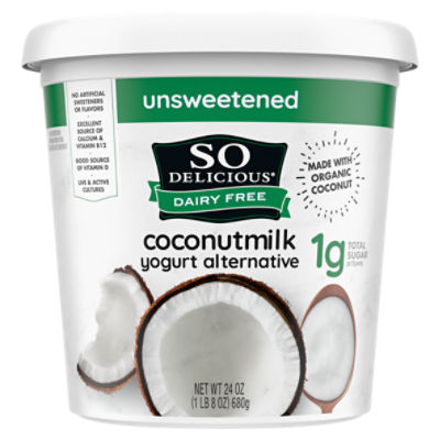So Delicious Dairy Free Coconut Milk Yogurt Alternative, Unsweetened, Plain, Vegan, Gluten Free, 24 oz Container