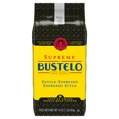 Bustelo Supreme Espresso Style Whole Bean Coffee, 16 oz
