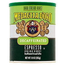 Medaglia D'oro Espresso Dark Italian Roast Decaffeinated Ground Coffee, 10 oz