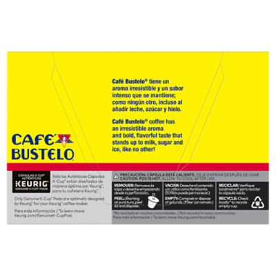 Cafe Bustelo Espresso Style Dark Roast Coffee K-Cup Pods, 0.37 oz, 10 count