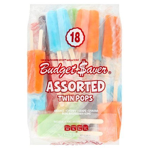 Budget Saver Assorted Twin Pops, 2.35 fl oz, 18 count
