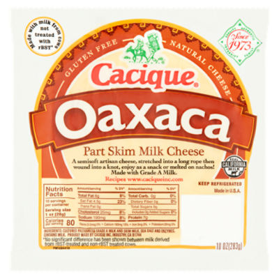 Cacique Oaxaca Part Skim Milk Cheese, 10 oz