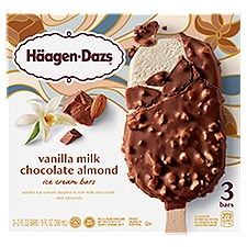 Haagen-Dazs Vanilla Milk Chocolate Almond Ice Cream Bars, 9 Fluid ounce