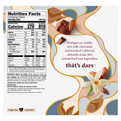 Häagen-Dazs Vanilla Milk Chocolate Almond Ice Cream Bars, 3 fl oz, 3 count