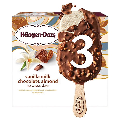 Häagen-Dazs Vanilla Milk Chocolate Almond Ice Cream Bars, 3 fl oz, 3 count