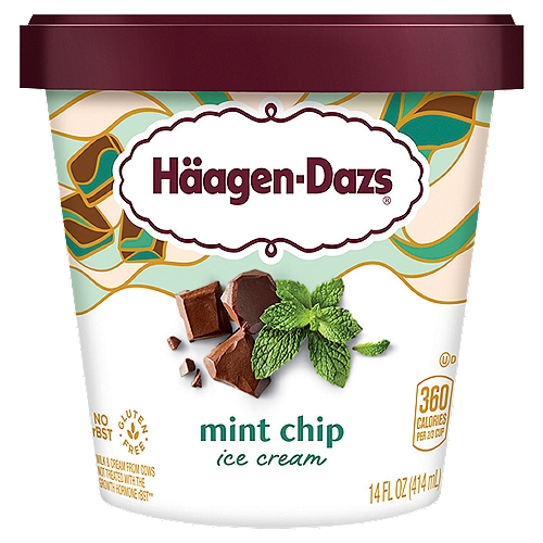 Häagen-Dazs Mint Chip Ice Cream, 14 fl oz
No rBST
Milk & Cream from Cows Not Treated with the Growth Hormone rBST**
**No Significant Difference Has Been Shown Between Milk from rBST Treated and Non-rBST Treated Cows.

Natural mint infuses throughout sweetened cream loaded with chocolaty chips to create this cool and creamy classic.