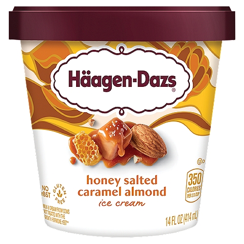Häagen-Dazs Decadent Collection Honey Salted Caramel Almond Ice Cream, 14 fl oz
Milk & cream from cows not treated with the growth hormone rBST**
**No significant difference has been shown between milk from rBST treated and non-rBST treated cows.