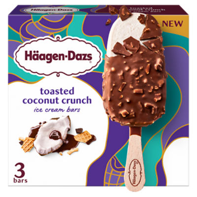 Häagen-Dazs Toasted Coconut Crunch Ice Cream Bars, 3 count, 9 fl oz, 9 Fluid ounce