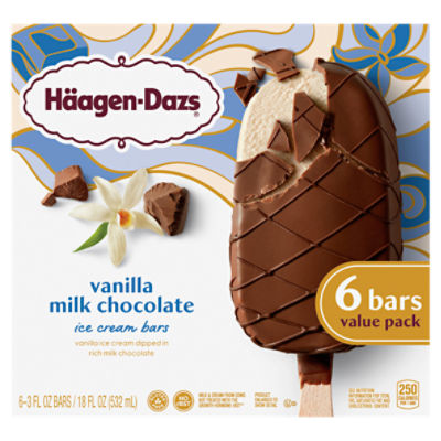 Häagen-Dazs Vanilla Milk Chocolate Ice Cream Bars Value Pack, 3 fl oz, 6 count, 18 Fluid ounce