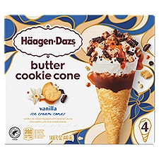Häagen-Dazs Butter Cookie Vanilla Ice Cream Cones, 4 count, 14.8 fl oz