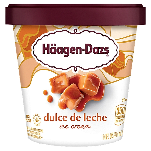 Häagen-Dazs Dulce de Leche Ice Cream, 14 fl oz
Milk & cream from cows not treated with the growth hormone rBST**
**No significant difference has been shown between milk from rBST treated and non-rBST treated cows.

Inspired by the treasured Latin American dessert, we swirled ribbons of golden caramel into rich caramel ice cream to create this richly indulgent experience.