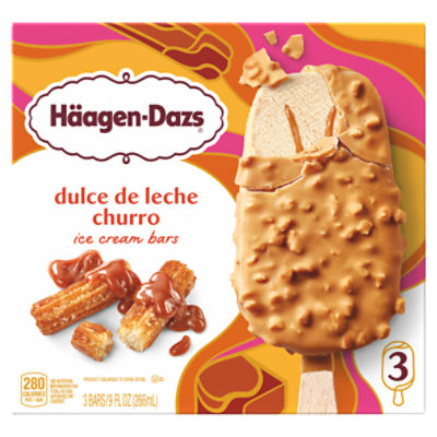 HäagenDazs Dulce De Leche Churro Ice Cream Bars, 3 count, 9 fl oz