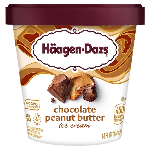 Premium chocolate ice cream with creamy peanut butter swirls.