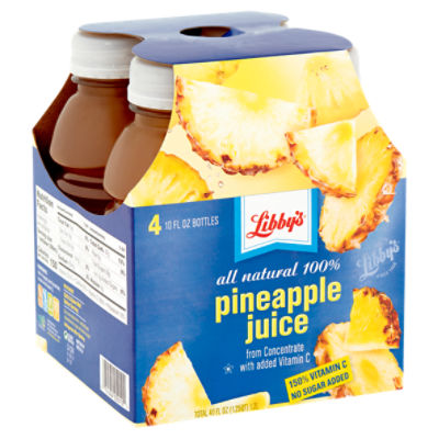 Libby's All Natural 100 Pineapple Juice, 10 fl oz, 4 count