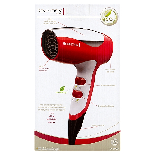 Remington Style Chrome Compact Hairdryer