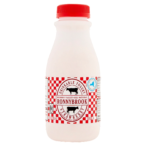 Ronnybrook s drinkable yogurt is made with whole milk, rich buttermilk and fresh Strawberries.Smooth and refreshing. High in calcium and protein with eight active and live cultures.