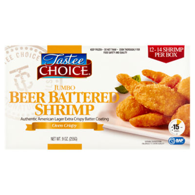 Tastee Choice Oven Crispy Jumbo Beer Battered Shrimp, 12 - 14 count, 9 oz