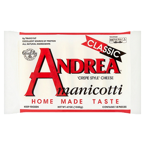 Andrea Classic Crepe Style Cheese Manicotti, 18 count, 47 oz