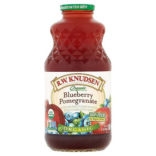 R.W. Knudsen Family Organic Blueberry Pomegranate Juice, 32 fl oz
An Organic Apple, Blueberry, Pomegranate and Lemon Juice Blend from Concentrates with Other Ingredients