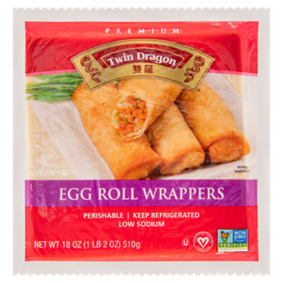 Twin Dragon Refrigerated Plant-Based Egg Roll Wraps 18Oz