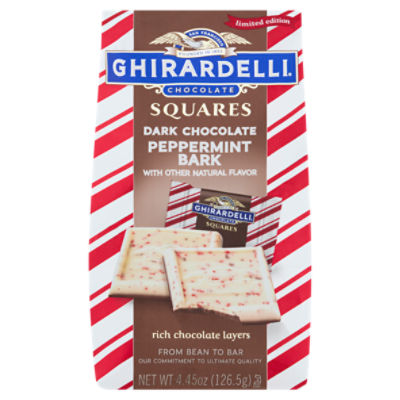 Ghirardelli Chocolate Squares Peppermint Bark Dark Chocolate Limited Edition, 4.45 oz