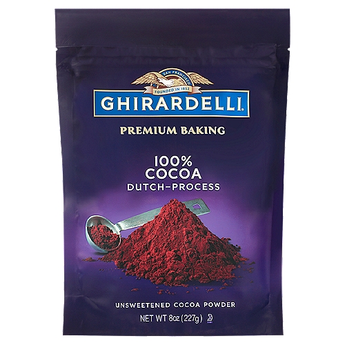 Ghirardelli Premium Baking Dutch-Process Unsweetened Cocoa Powder, 8 oz
The Dutch-process enhances our unsweetened cocoa powder with a distinctly bold flavor and rich dark color. Unearth an intense cocoa experience that takes your desserts from great to extraordinary.