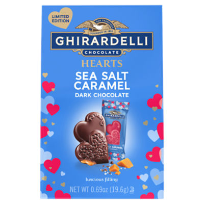 Ghirardelli Chocolate Sea Salt Caramel Dark Chocolate Hearts Limited Edition, 0.69 oz