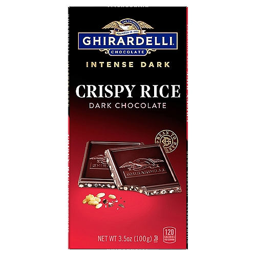 GHIRARDELLI Intense Dark Chocolate Bar, Crispy Rice, 3.5 Oz Bar