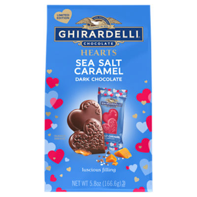 Ghirardelli Chocolate Hearts Sea Salt Caramel Dark Chocolate Limited Edition, 5.8 oz