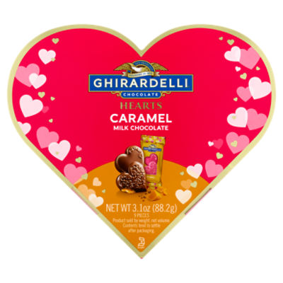 Ghirardelli Chocolate Hearts Caramel Milk Chocolate, 9 count, 3.1 oz