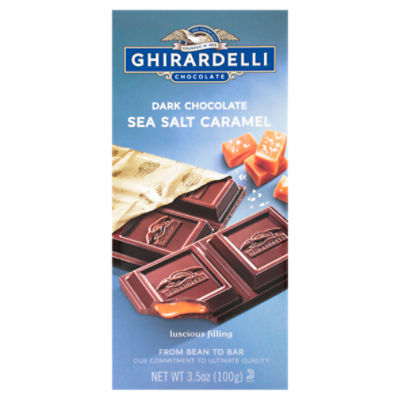 GHIRARDELLI Dark Chocolate Bar with Sea Salt Caramel Filling, 3.5 Oz Bar