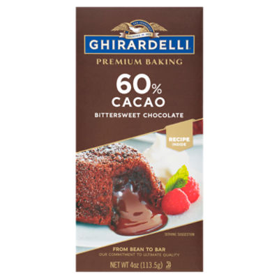 GHIRARDELLI Premium 60% Cacao Bittersweet Chocolate Baking Bar, 4 ounce Bar