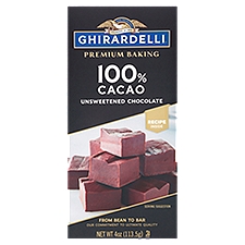 Ghirardelli Chocolate Premium 100% Cacao Unsweetened, Chocolate Baking Bar, 4 Ounce