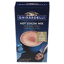 Ghirardelli Hot Cocoa Mix with Semi-Sweet Chocolate Chips, 1 oz, 8 count