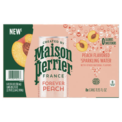 Maison Perrier Peach Flavored Sparkling Water, 11.15 fl oz, 8 count