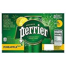 Perrier Pineapple Flavored Carbonated Mineral Water, 11.15 fl oz, 8 count