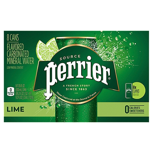 Perrier Lime Flavored Carbonated Mineral Water, 11.15 fl oz, 8 count
