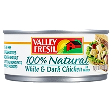 Valley Fresh 100% Natural White & Dark Chicken in Broth, 10 oz