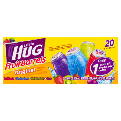 Little HUG Fruit Barrels, Original, Kids Drinks Variety Pack, 20 Count, 8 FL ounce Bottles, 160 Fluid ounce