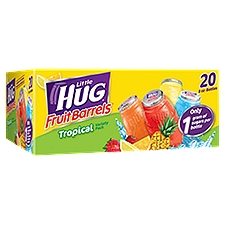 Little HUG Fruit Barrels, Tropical, Kids Drinks Variety Pack, 20 Count, 8 FL ounce Bottles