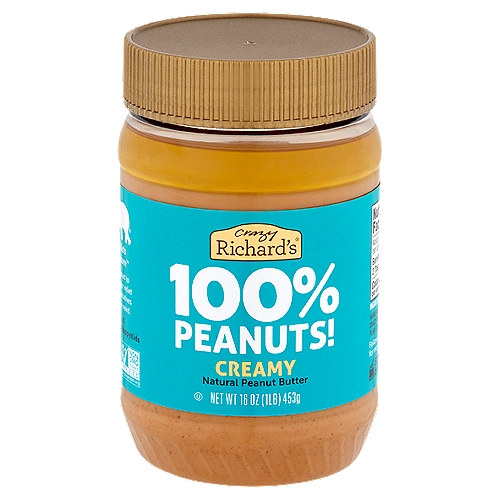 Crazy Richard's Creamy Natural Peanut Butter, 16 oz
No Sugar Added*
*Not a Calorie Food.