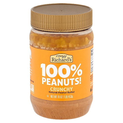 Crazy Richard's Crunchy Natural Peanut Butter, 16 oz
No Sugar Added*
*Not a Low Calorie Food.