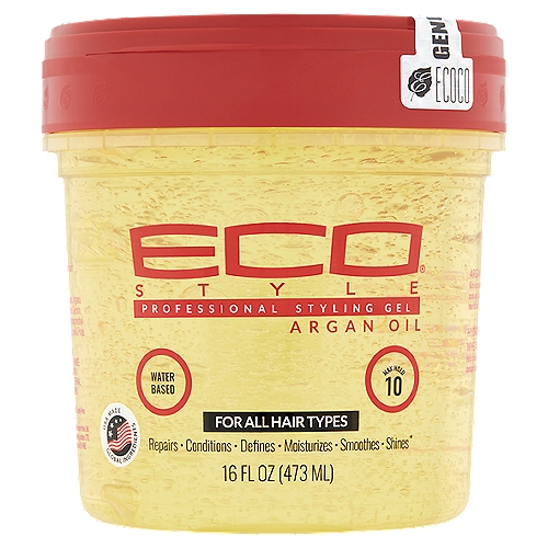 Eco Style Argan Oil Professional Styling Gel, 16 fl oz
Repairs, conditions, defines, moisturizes, smoothes, shines *
* Based on Eco Style Consumer Response

Argan Oil
Rich in essential fatty acids and Vitamin E to help nourish hair

Hydrolyzed Wheat Protein
Helps soften and repair dry and damaged hair for excellent shine