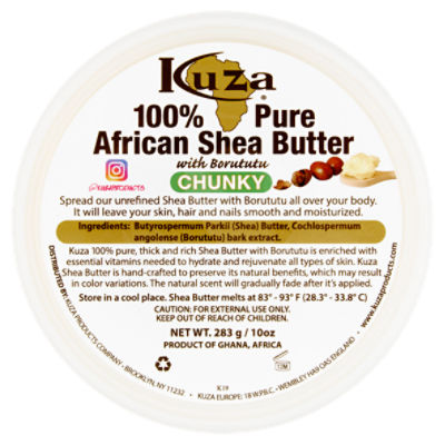 Kuza Chunky 100% Pure African Shea Butter with Borututu, 10 oz