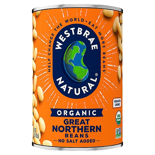 Westbrae Natural Organic No Salt Added Great Northern Beans, 15 oz