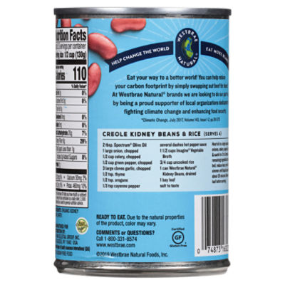 Westbrae Natural Organic No Salt Added Kidney Beans, 15 oz