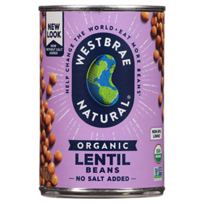 Westbrae Natural No Salt Added Organic Lentil Beans, 15 oz