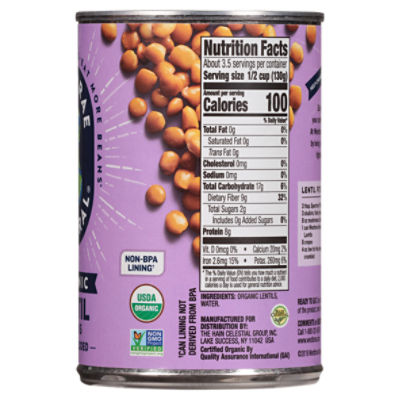 Westbrae Natural No Salt Added Organic Lentil Beans, 15 oz
