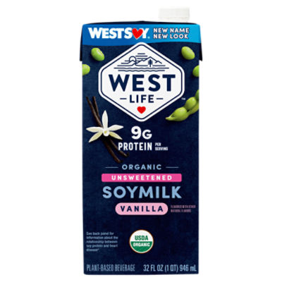 West Life Organic Unsweetened Vanilla Soymilk Plant-Based Beverage, 32 fl oz